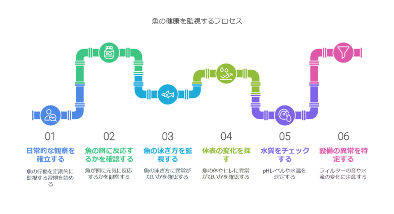 飼育している魚の日常的な観察と異常の早期発見が重要