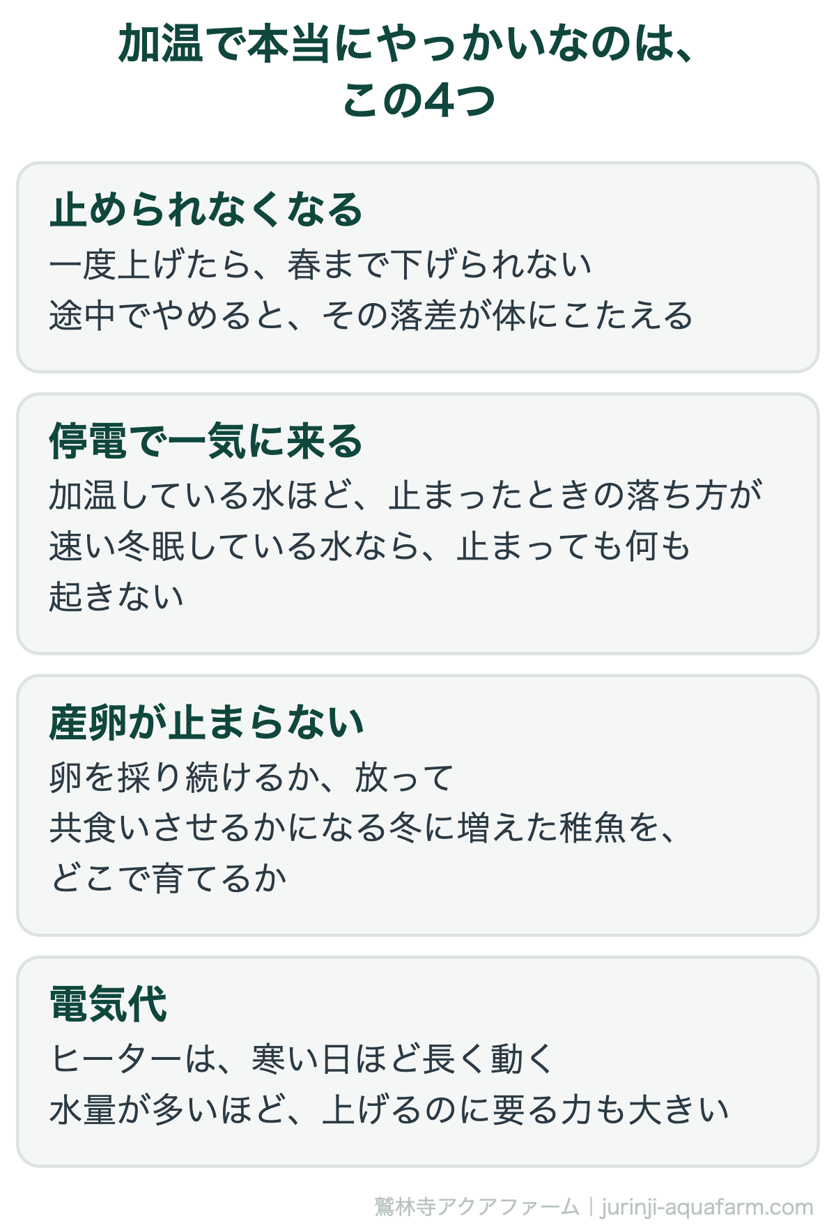 メダカの加温飼育のデメリット。止められない、停電に弱い、産卵が止まらない、電気代